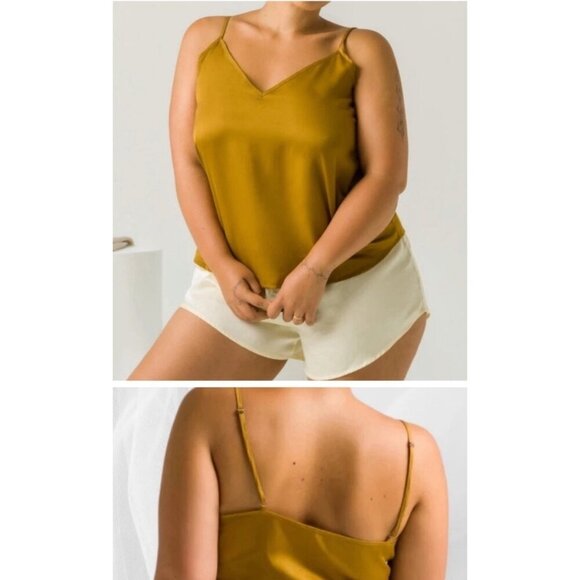 ETTITUDE luxury  Womens Sateen Cami In Chamomile Bamboo adjustable strap Size M - Picture 1 of 5